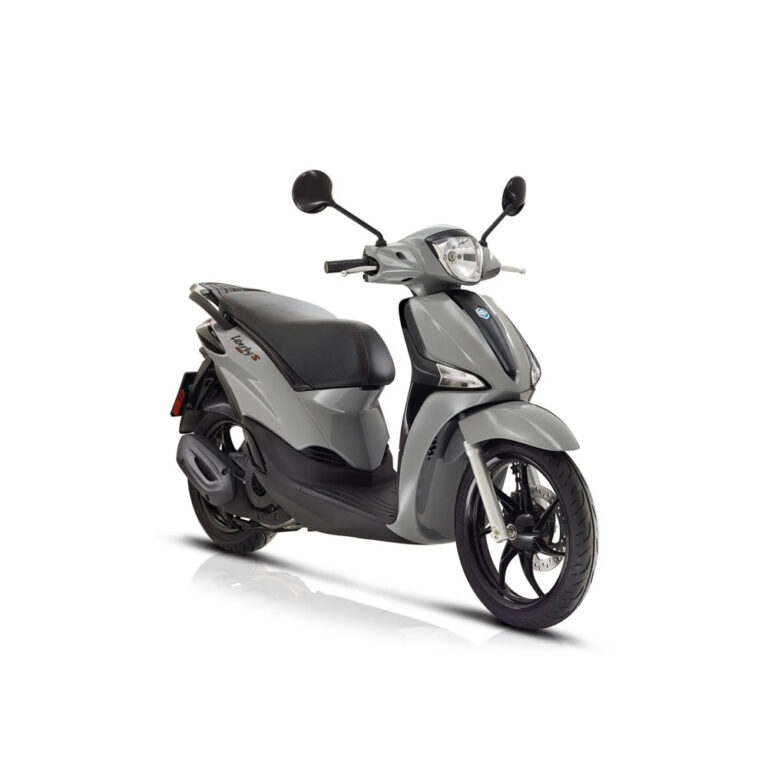 a grey scooter with black seat